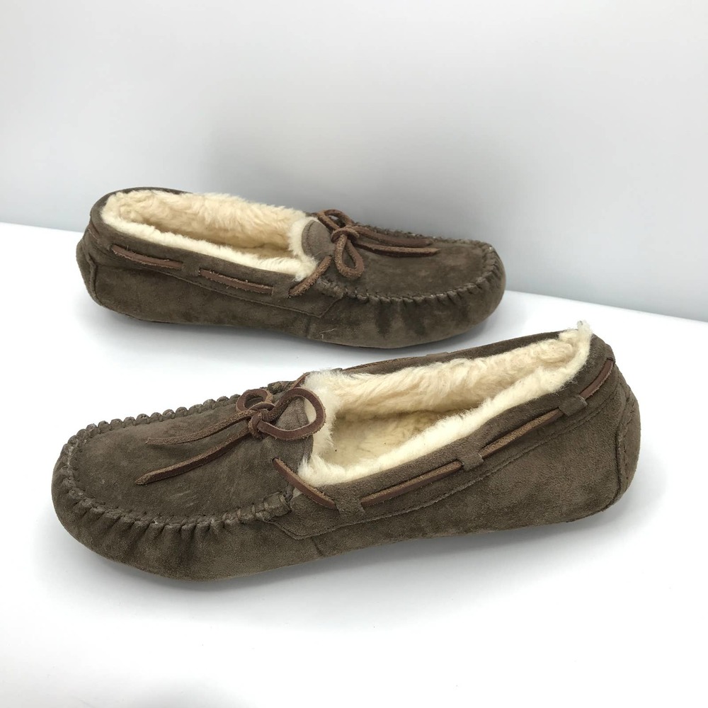 UGG Australia Shearling Lined Slippers Brown Suede